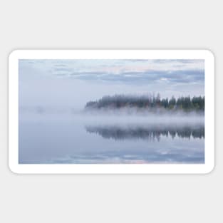 Calm foggy lake scape summer night Sticker